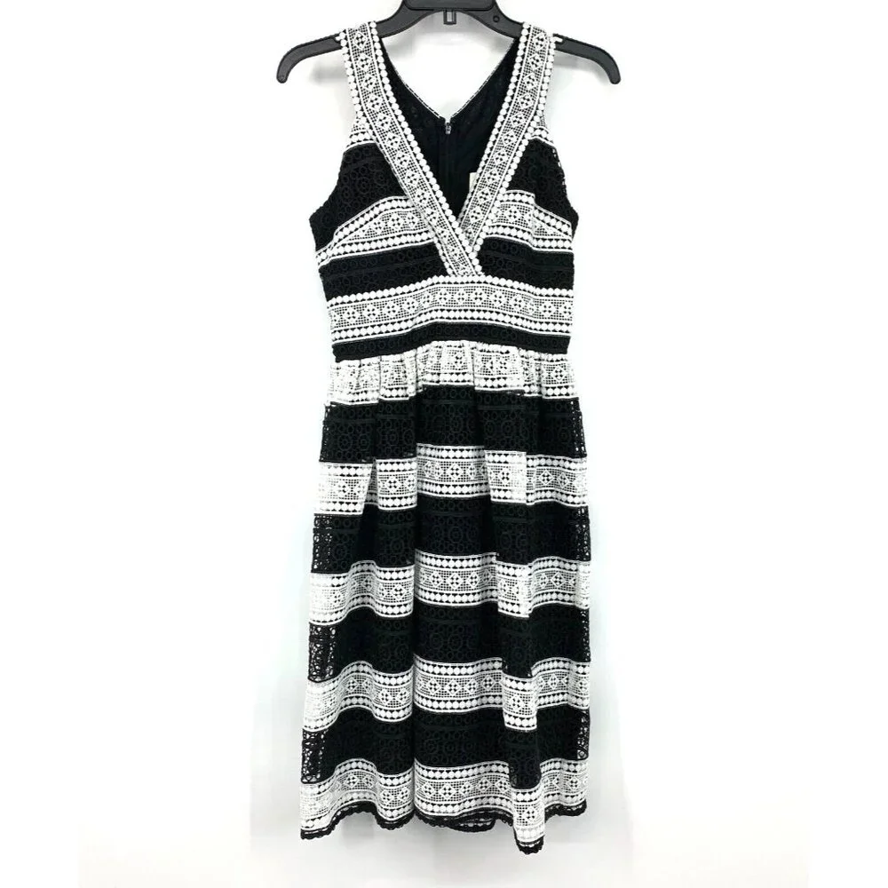 Kate Spade Dress Scenic Route Colorblock Lace Black V Neck NWT